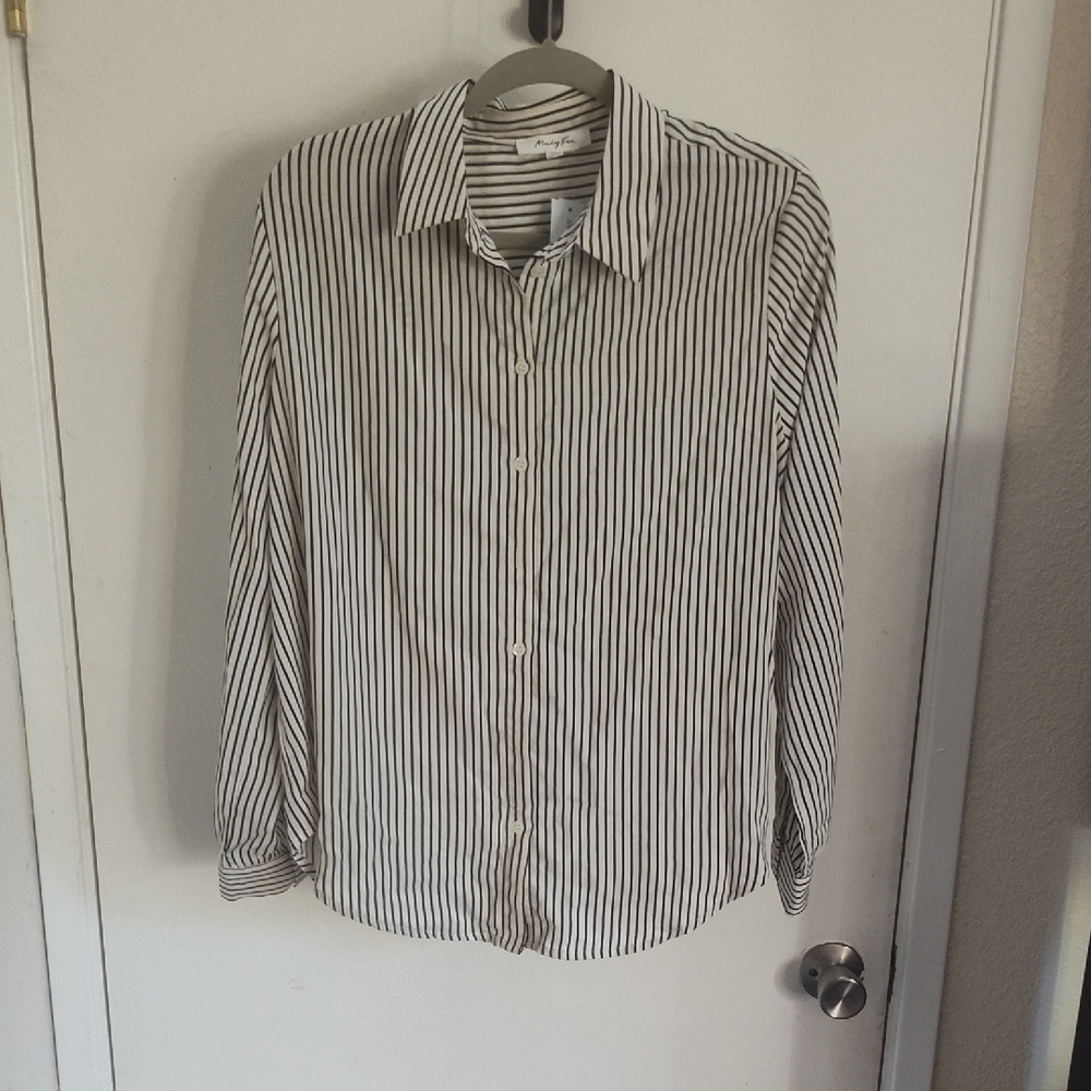 Elegant Black and White Striped Blouse